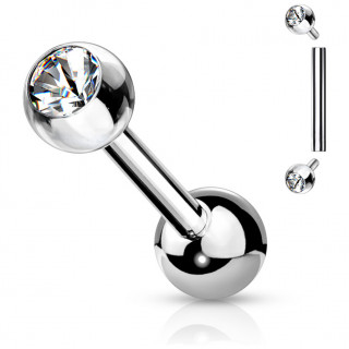 Piercing barbell filetage interne acier � boules serties