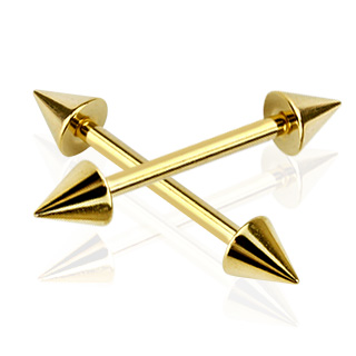 Piercing barbell langue plaqué or à pointes
