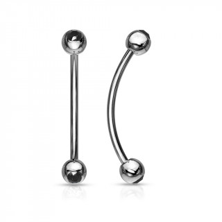 Piercing barbell long courb  boules serties - Noir