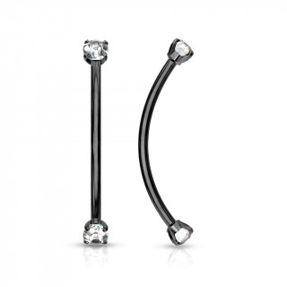 Piercing barbell long courb noir  strass griffs