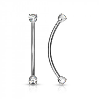 Piercing barbell long courb  strass griffs - Clair
