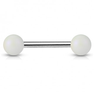 Piercing barbell  perles blanc mat