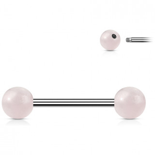 Piercing barbell à perles de Quartz Rose (langue et téton)