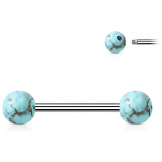 Piercing barbell  perles de Turquoise (langue et tton)