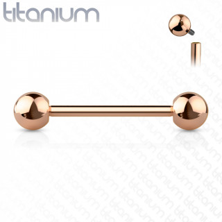 Piercing barbell (tton, langue) en titane  filetage interne - Cuivr