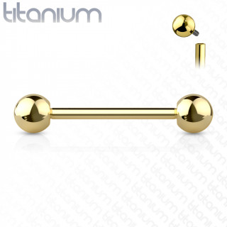 Piercing barbell (tton, langue) en titane  filetage interne - Dor