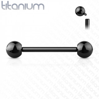 Piercing barbell (tton, langue) en titane  filetage interne - Noir