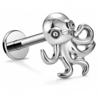 Piercing Bb Poulpe en Titane pour lvre et oreille ( filetage interne)