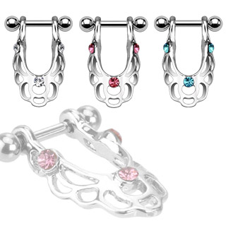 Piercing bouclier vintage hélix à strass
