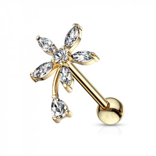 Piercing cartilage  fleur lumineuse - plaqu or