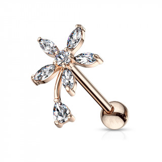 Piercing cartilage  fleur lumineuse - plaqu or rose