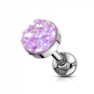 Piercing cartilage acier  druse ronde violet clair