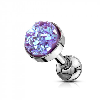 Piercing cartilage acier  druse ronde violette