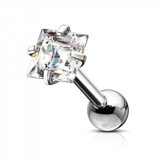 Piercing cartilage acier à Carré Zirconium