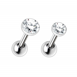 Piercing cartilage acier  zirconium clair