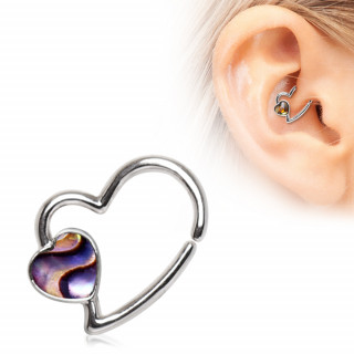Piercing cartilage anneau à coeur d'abalone