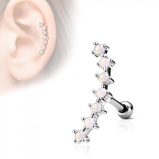 Piercing cartilage arqu  enfilade d'Opalites roses