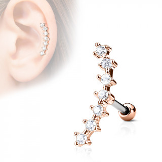 Piercing cartilage arqué à enfilade de strass - Cuivré