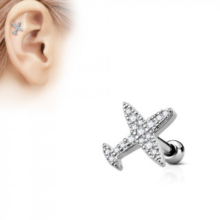 Piercing cartilage avion pav de strass