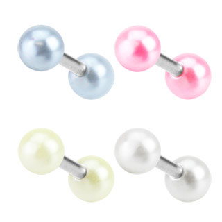 Piercing cartilage barbell acier à perles acrylique