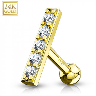 Piercing cartilage  barrette sertie - or jaune 14 carats