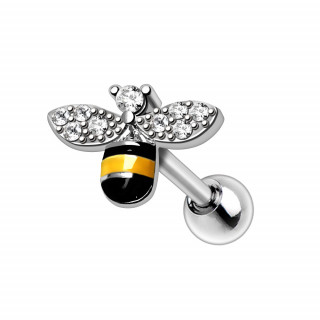 Piercing cartilage bourdon / abeille à ailes strass (hélix, flat...)