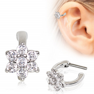 Piercing cartilage clicker  fleur strass