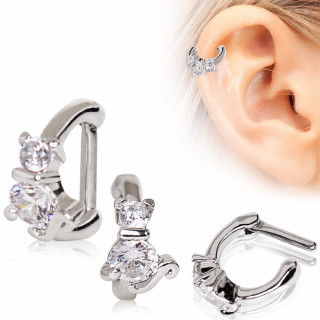 Piercing cartilage clickers  chat strass