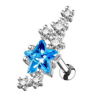 Piercing cartilage cluster d'toiles strass - Clair et bleu