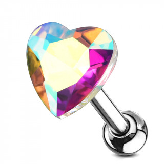Piercing cartilage à coeur de cristal aurore boréale