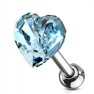 Piercing cartilage  coeur de cristal bleu clair
