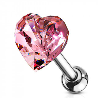 Piercing cartilage  coeur de cristal rose