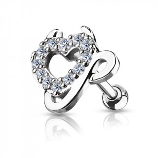 Piercing cartilage  coeur diable strass