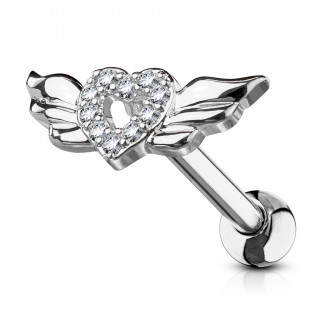 Piercing cartilage coeur strass  ailes d'ange