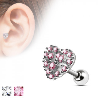 Piercing cartilage coeur zirconiums roses