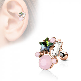 Piercing cartilage composition étoilée - Cuivré