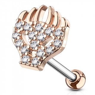 Piercing cartilage crane flamming cuivré pavé de strass