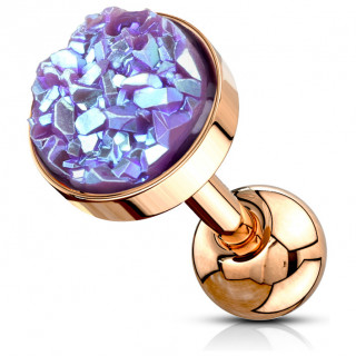 Piercing cartilage cuivré à druse ronde violette