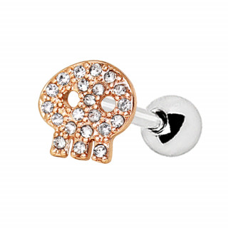 Piercing cartilage  embout tte de mort cuivr strass