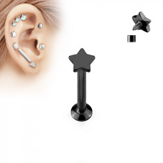 Piercing labret toile noire (cartilage, lobe, lvre)