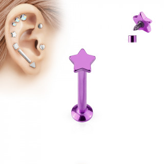Piercing cartilage labret toile violette