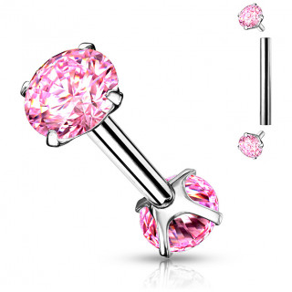 Piercing cartilage filetage interne en acier rose à embouts strass