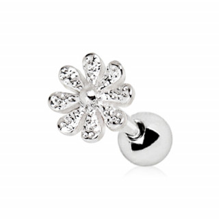 Piercing cartilage fleur fantaisie argente