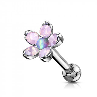 Piercing cartilage  fleur d'opalites et Opale - Violet