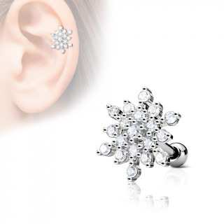 Piercing cartilage flocon de neige strass