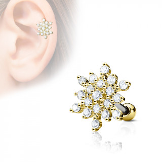 Piercing cartilage flocon de neige strass - Dor