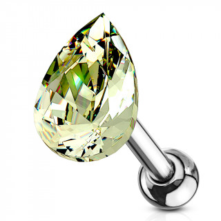 Piercing cartilage à goutte de cristal vert