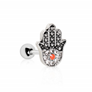 Piercing cartilage Hamsa pavé de strass