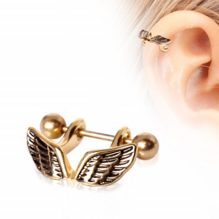 Piercing cartilage hlix dor en acier  ailes d'ange