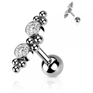 Piercing cartilage hlix / flat   grappe de perles et strass - clair